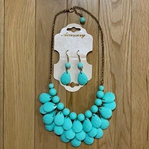 Turquoise statement necklace and earrings